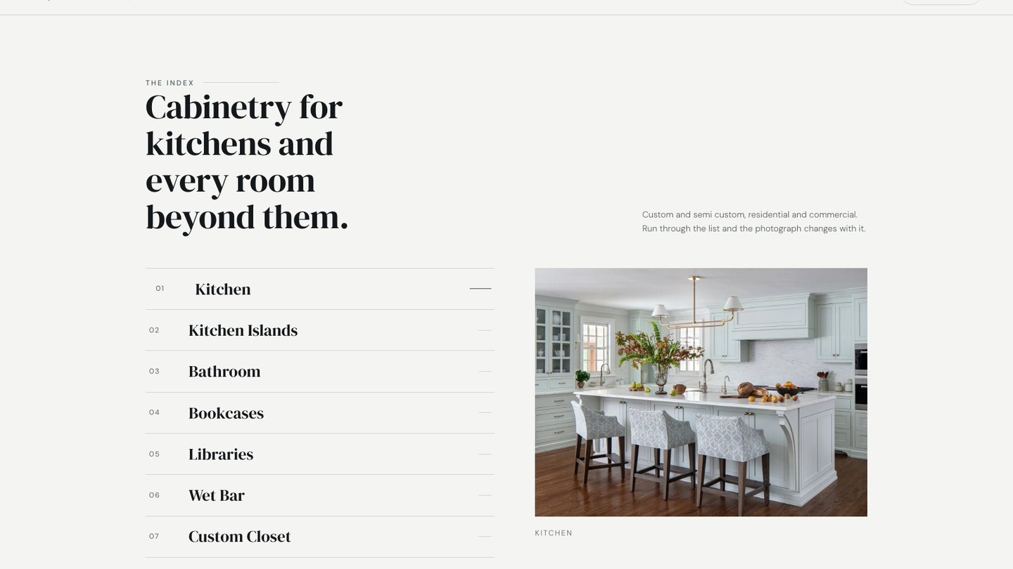 The room index section of the new homepage